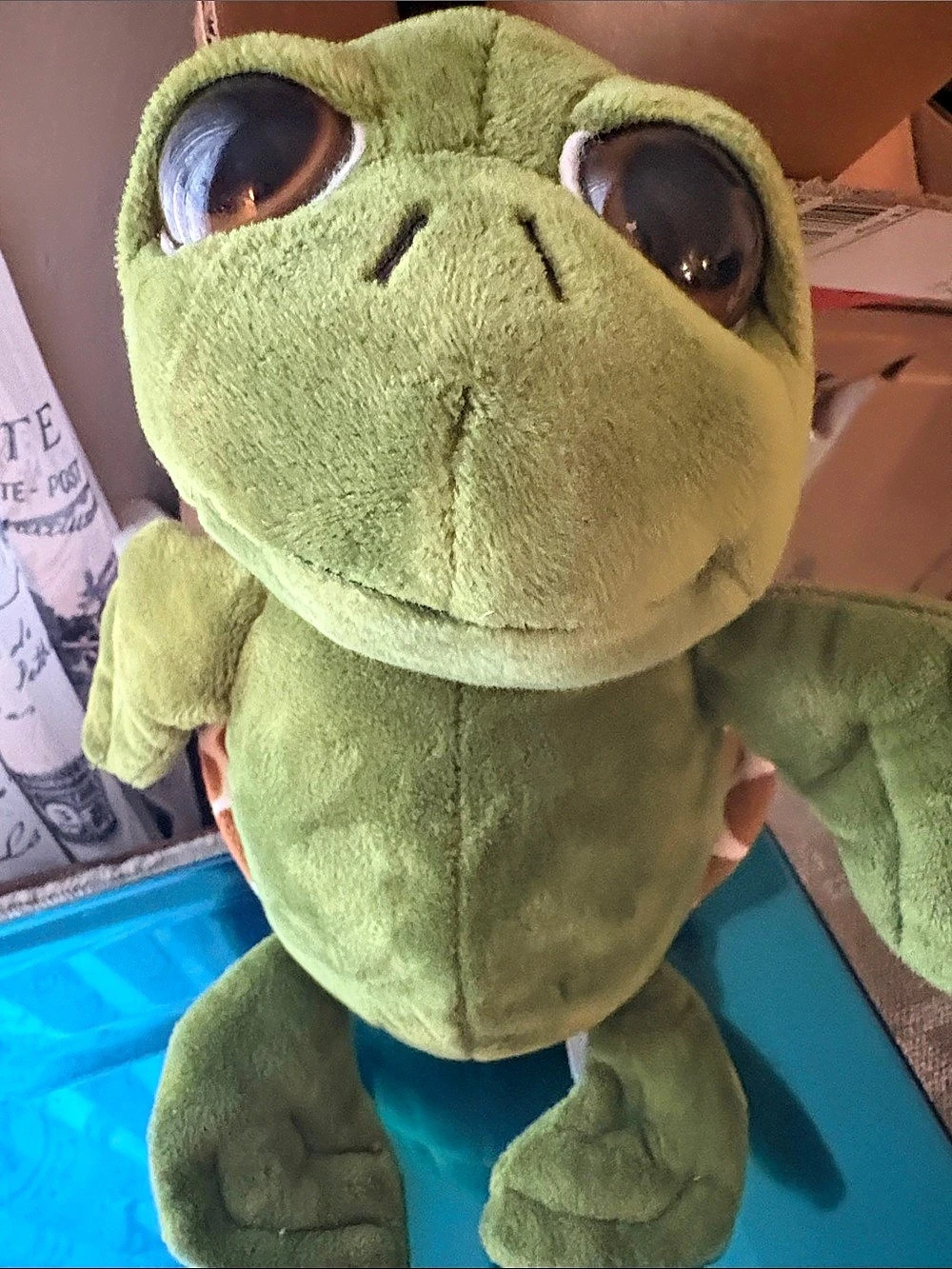 The Petting Zoo Big Eyes Sea Turtle Plush Green & Brown